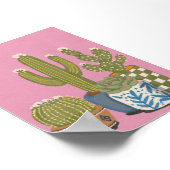 Cactus Bloemen Roze Poster (Hoek)