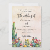 Cactus bloemen rustiek roos gouden luxe bruiloft kaart (Voorkant)