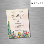 Cactus bloemen rustiek roos gouden luxe bruiloft magnetische uitnodiging