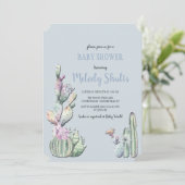 Cactus Bloemen Uitnodiging (Staand voorkant)