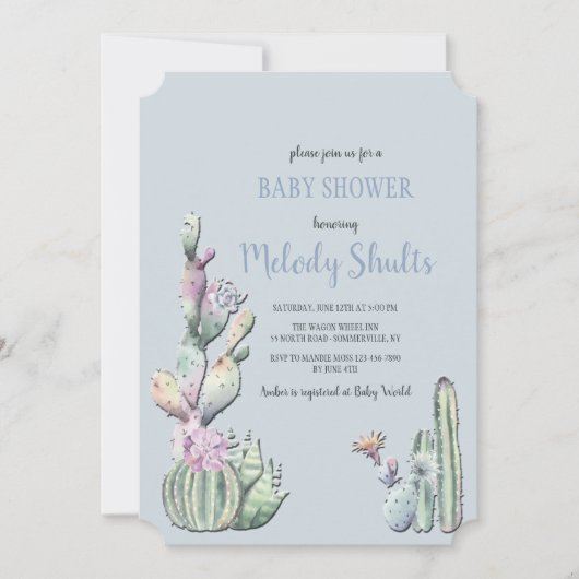 Cactus Bloemen Uitnodiging (Voorkant)