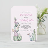 Cactus Bloemen Uitnodiging (Staand voorkant)