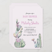 Cactus Bloemen Uitnodiging (Voorkant / Achterkant)