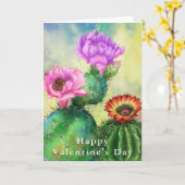 Cactus Bloemen Valentijnsdag Kaart (Gele Bloem)