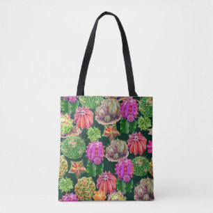 Cactus Bloemen Waterverf Naadloos Patroon Tote Bag