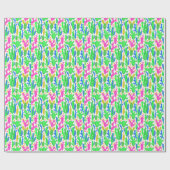 Cactus Bloemen Witte Achtergrond Cadeaupapier (Vlak)