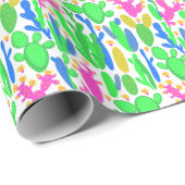Cactus Bloemen Witte Achtergrond Cadeaupapier (Rol Hoek)