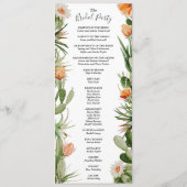 Cactus Bloemenwoestijn Bruiloft Bruidsfeest Flat Programmakaart (Achterkant)