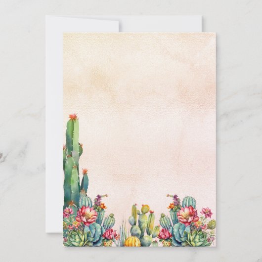 Cactus bloemetjes rustiek roos gouden bruiloft kaart (Achterkant)