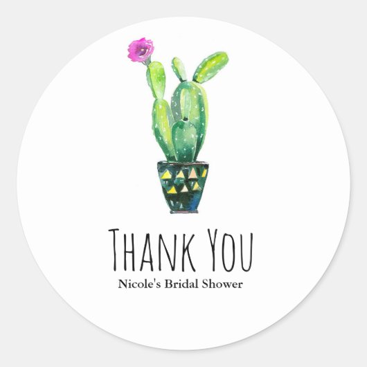 Cactus Bloemige Rustieke Zuidwestelijke Bruidsdouc Ronde Sticker (Voorkant)