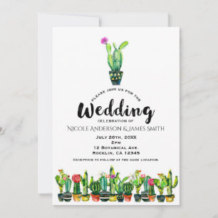 Cactus Bloemige Rustieke Zuidwesterse Boho Bruilof Kaart