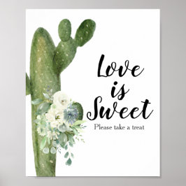 Cactus Bloemige Taco Over Liefde is Zoete Bord Poster