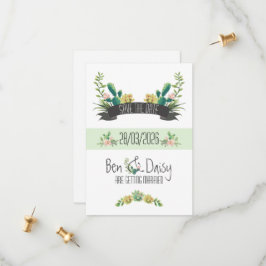 Cactus Bloemige Waterverf Succulent Boho Woestijn Save The Date