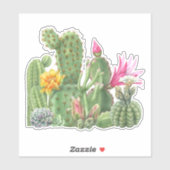Cactus Blooming Garden Waterverf Zuidwestelijke Wo Sticker (Vel)