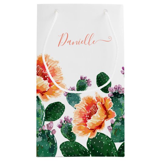 Cactus Blooming met bloemen Klein Cadeauzakje (Achterkant)