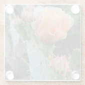 Cactus Blooms Bleek Roze Woestijnfoto Glazen Onderzetter (Achterkant)