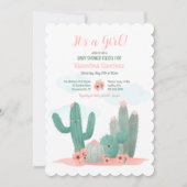 Cactus Blooms Meisje Baby shower Kaart (Voorkant)