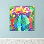 Cactus Blossom Canvas Afdruk (Insitu (Houten vloer))