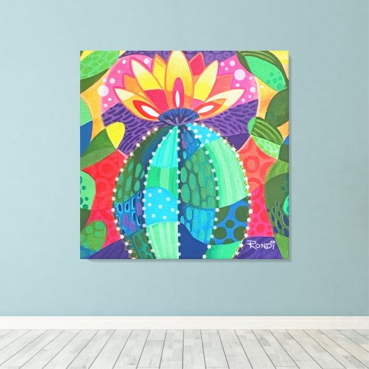 Cactus Blossom Canvas Afdruk (Insitu (Houten vloer))
