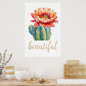 Cactus Blossom Waterverf Mooie woestijn Poster (Keuken)