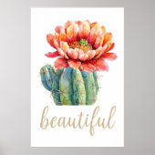 Cactus Blossom Waterverf Mooie woestijn Poster (Voorkant)