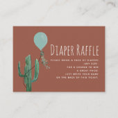 Cactus Blue Balloon Baby shower Diaper Raffle Informatiekaartje (Voorkant)