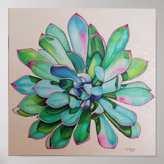 Cactus Blue en roze | Gewicht van archivering Poster (Voorkant)