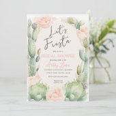Cactus Blush Boho Woestijn Bloemachtige Bruiloft F Kaart (Staand voorkant)