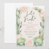 Cactus Blush Boho Woestijn Bloemachtige Bruiloft F Kaart (Voorkant / Achterkant)