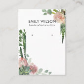 CACTUS BLUSH PROTEA FOLIAGE STUD OORBEL DISPLAY VISITEKAARTJE (Voorkant)