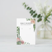 CACTUS BLUSH PROTEA FOLIAGE STUD OORBEL DISPLAY VISITEKAARTJE (Staand voorkant)