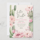 Cactus Blush roze Fiesta Boho Groene Bruidsbloemen Kaart (Voorkant)