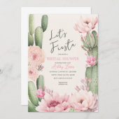 Cactus Blush roze Fiesta Boho Groenery Bruidstaart Kaart (Voorkant / Achterkant)