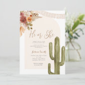 Cactus Bohemian Floral Hij of Zij Geslacht Onthull Kaart (Staand voorkant)