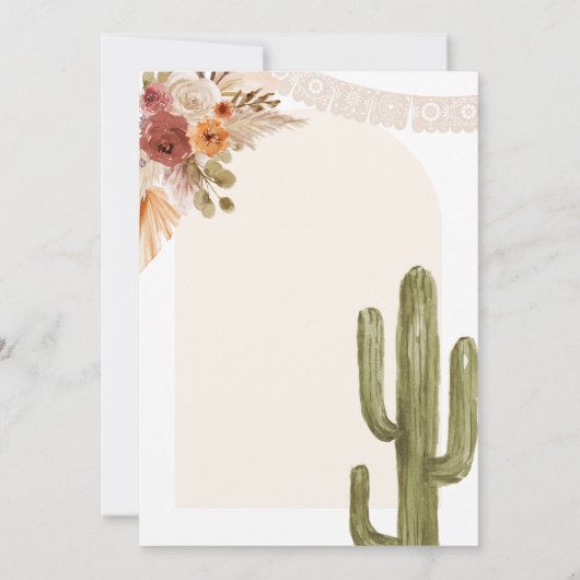 Cactus Bohemian Floral Hij of Zij Geslacht Onthull Kaart (Achterkant)