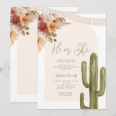 Cactus Bohemian Floral Hij of Zij Geslacht Onthull Kaart (Voorkant / Achterkant)