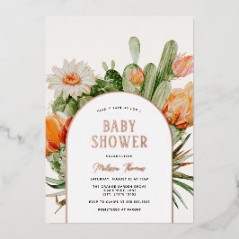 Cactus Boho Baby shower Folie Uitnodiging