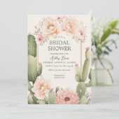 Cactus Boho Bruidsfeest Woestijn Bloemen Kaart (Staand voorkant)