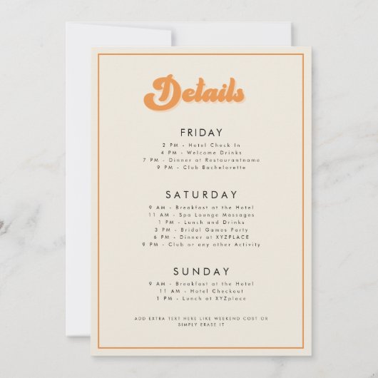 Cactus Boho Desert Retro 70s Bachelorette Weekend Kaart (Achterkant)