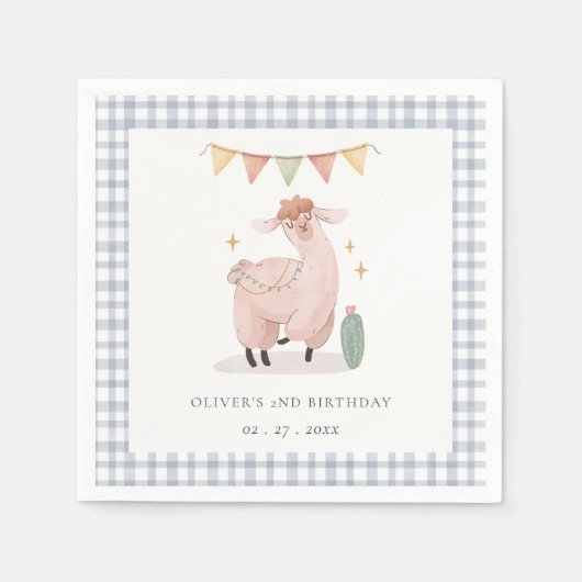 Cactus Boho Llama Alle leeftijden Servet (Voorkant)