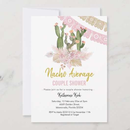 Cactus Boho Nacho Average Couple Shower Kaart (Voorkant)