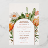 Cactus Boho Wedding Folie Uitnodiging (Voorkant)