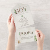 Cactus Book Request Baby shower All In One Uitnodiging (Afscheurbaar)