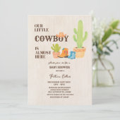 Cactus Boot Ons Kleine Cowboy Rodeo Baby shower Kaart (Staand voorkant)