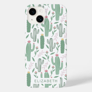 Cactus botanisch patroon gepersonaliseerd Case-Mate iPhone 14 hoesje