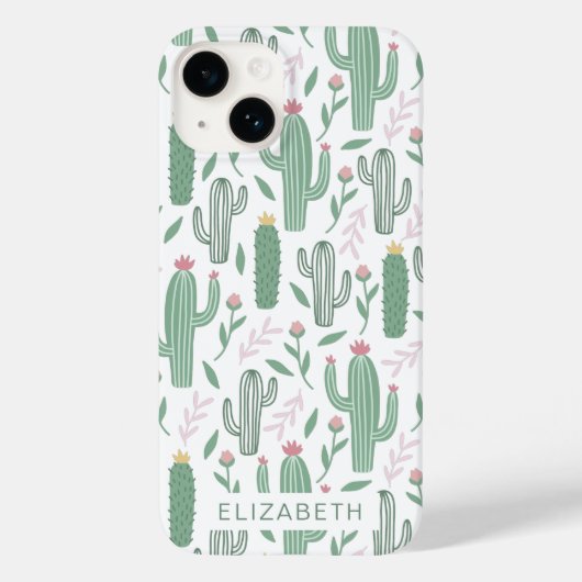 Cactus botanisch patroon gepersonaliseerd Case-Mate iPhone case (Achterkant)