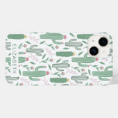Cactus botanisch patroon gepersonaliseerd Case-Mate iPhone case (Achterkant (horizontaal))