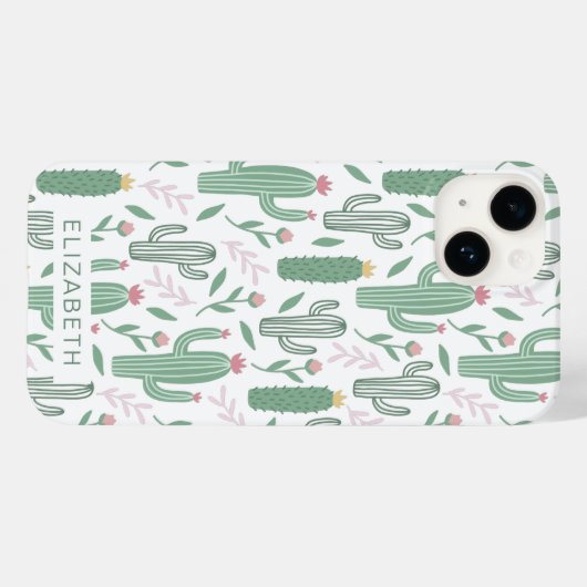 Cactus botanisch patroon gepersonaliseerd Case-Mate iPhone case (Achterkant (horizontaal))