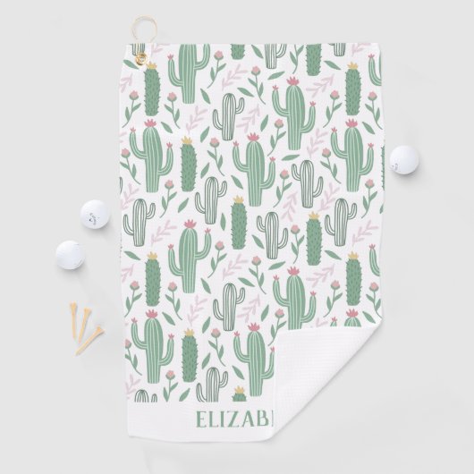 Cactus botanisch patroon gepersonaliseerd golfhanddoek (Insitu)
