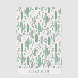 Cactus botanisch patroon gepersonaliseerd golfhanddoek